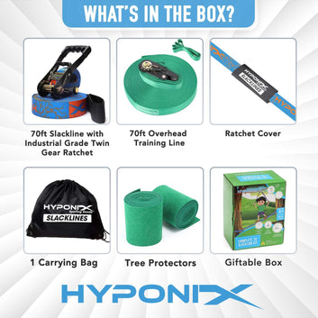 Slackline Kit 70' W/ Training Line - Hyponix Sporting Goods